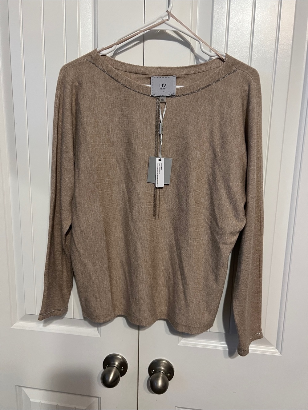 LIV Taupe Lightweight Scoop Neck Sweater